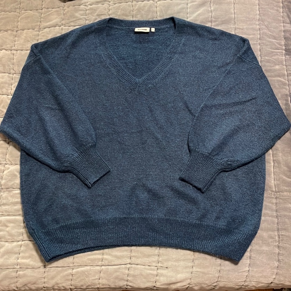 Weekday Blue V-Neck Sweater